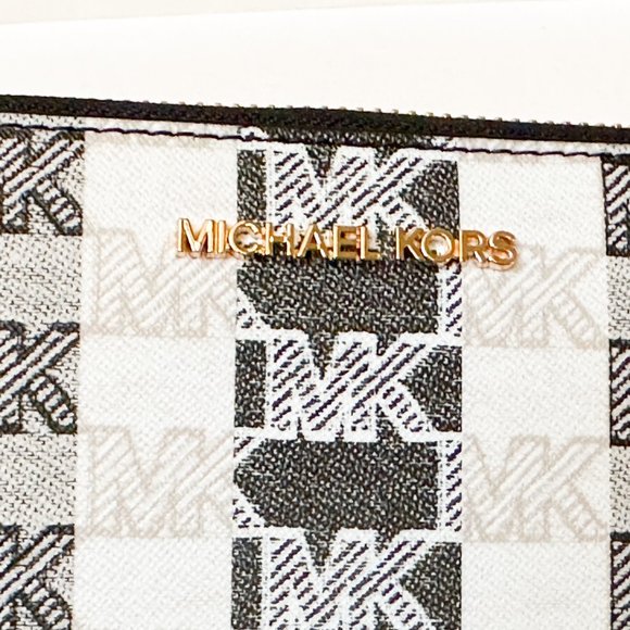 Michael Kors Jet Set Travel Continental Wallet Jacquard MK Black Multi - Picture 11 of 12